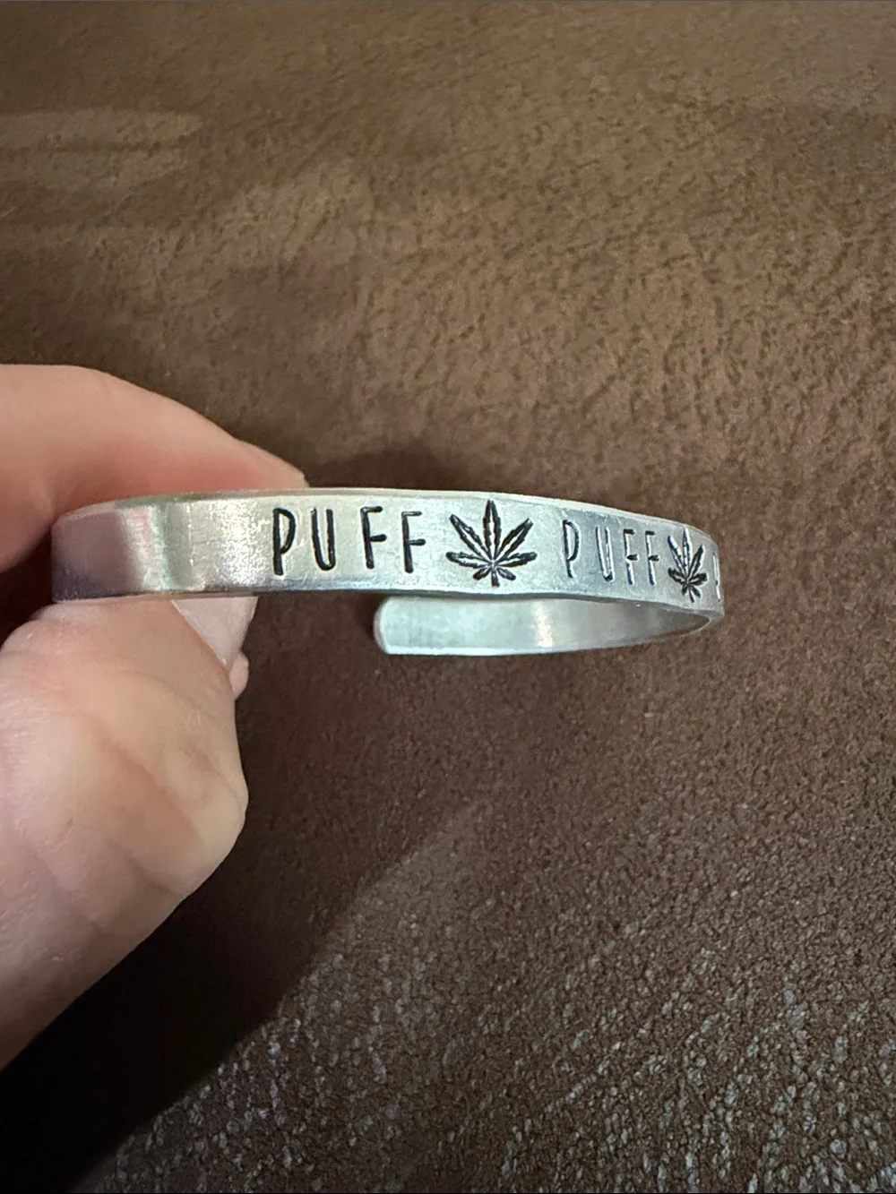 Puff Puff Pass Silver Tone Cuff Bracelet